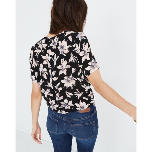 NWT Madewell Silk Button-Back Tie Tee in Winter Orchid Size XS - Picture 3 of 13